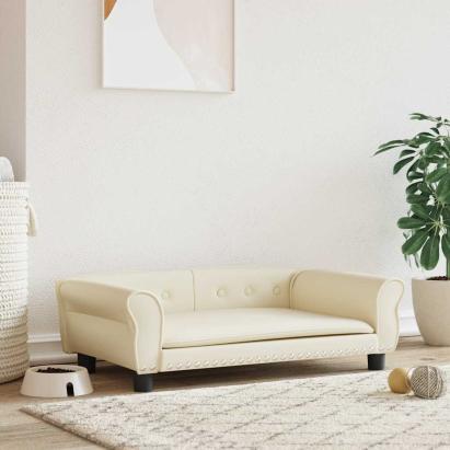 Pat de câini, crem, 95x55x30 cm, piele ecologică GartenMobel Dekor