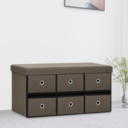 Bancă depozitare pliabilă, maro, 76x38x38 cm, imitație pânză GartenMobel Dekor