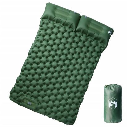 Saltea de camping auto-gonflabilă, cu perne, 2 persoane, verde GartenMobel Dekor