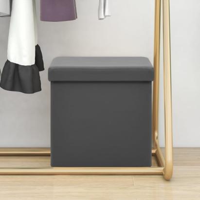 Taburet de depozitare pliabil, gri, PVC GartenMobel Dekor