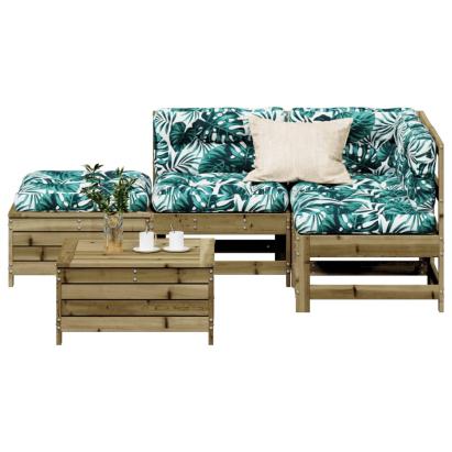 Set mobilier de grădină cu perne, 5 piese, lemn de pin tratat GartenMobel Dekor