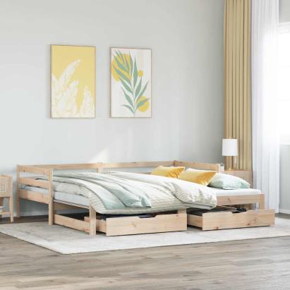 Pat de zi cu extensie și sertare fără saltea, 80x200 cm GartenMobel Dekor