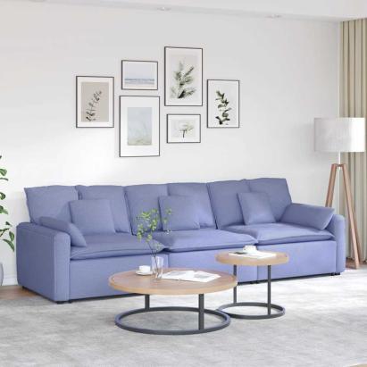 Canapea modulară cu perne, albastru jeans GartenMobel Dekor