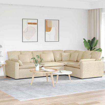 Canapea modulară cu perne, crem, textil GartenMobel Dekor