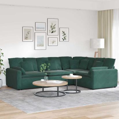 Canapea modulară cu perne, verde închis, catifea GartenMobel Dekor