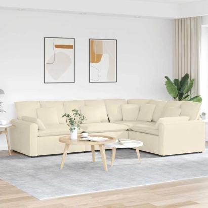 Canapea modulară cu perne, crem, țesătură velur GartenMobel Dekor