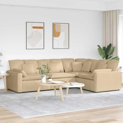Canapea modulară cu perne, verde gri deschis, țesătură velur GartenMobel Dekor