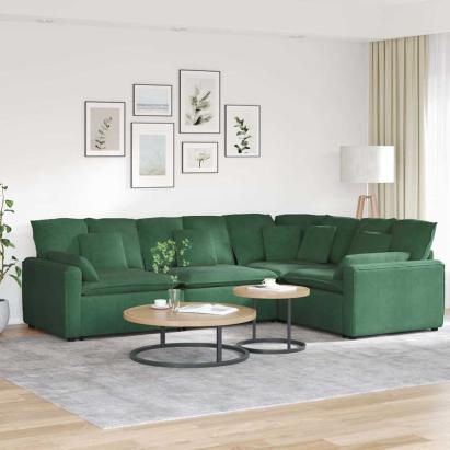 Canapea modulară cu perne, verde junglă, țesătură velur GartenMobel Dekor