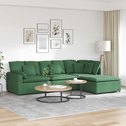 Canapea modulară cu taburet și perne, verde junglă GartenMobel Dekor