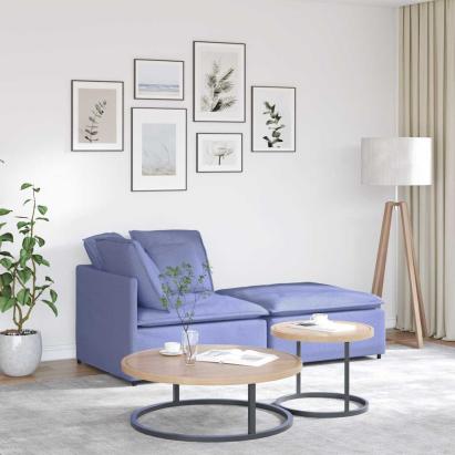 Canapea modulară cu taburet și perne, textil, albastru jeans GartenMobel Dekor