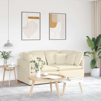 Canapea modulară cu perne, crem, țesătură velur GartenMobel Dekor