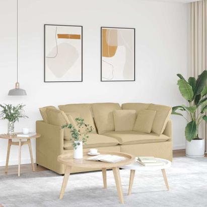 Canapea modulară cu perne, verde gri deschis, țesătură velur GartenMobel Dekor