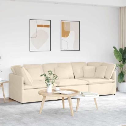 Canapea modulară cu perne, crem, țesătură velur GartenMobel Dekor