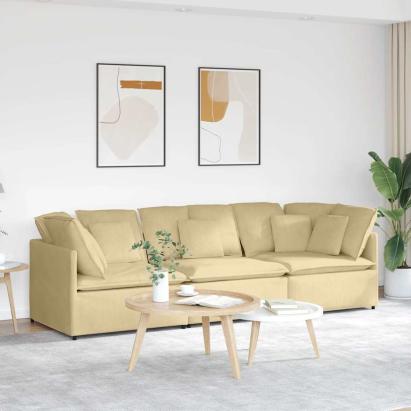 Canapea modulară cu perne, verde gri deschis, țesătură velur GartenMobel Dekor