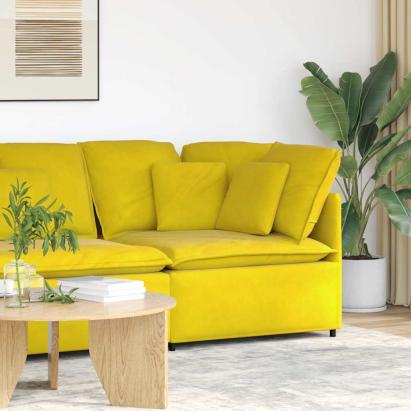 Modul modular de colț pentru canapea cu perne, galben, 100 cm GartenMobel Dekor