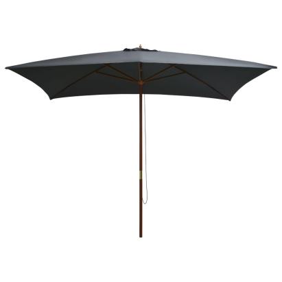 Umbrelă de soare exterior, stâlp lemn, 200x300 cm, antracit GartenMobel Dekor