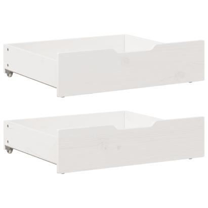 Sertare de pat, 2 buc., 75x55x16 cm, alb, lemn masiv de pin GartenMobel Dekor
