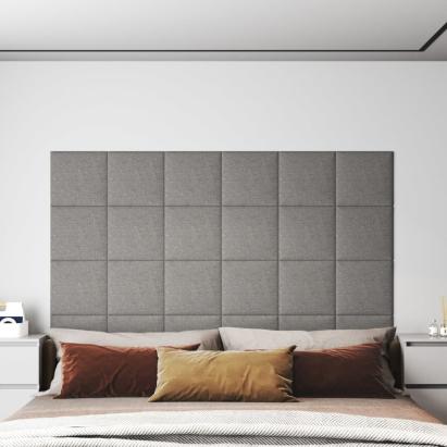 Panouri de perete 12 buc. gri deschis 30x30 cm textil 1,08 m² GartenMobel Dekor