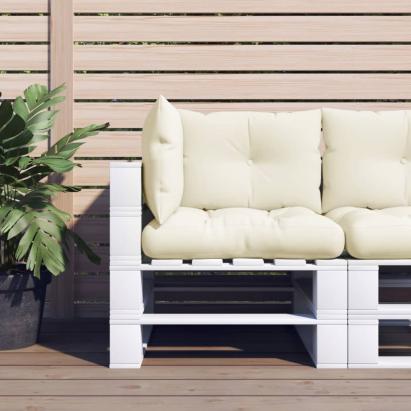 Perne de paleți, 3 buc., crem, material textil GartenMobel Dekor