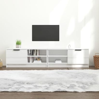Comodă TV,2 buc., alb extralucios,80x35x36,5 cm, lemn prelucrat GartenMobel Dekor