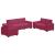 Set canapea cu perne, 3 piese, roșu vin, catifea GartenMobel Dekor