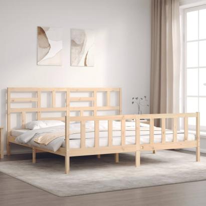 Cadru de pat cu tăblie Super King Size, lemn masiv GartenMobel Dekor