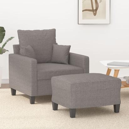 Fotoliu canapea cu taburet, taupe, 60 cm, material textil GartenMobel Dekor