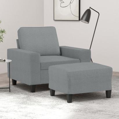 Fotoliu canapea cu taburet, gri deschis, 60 cm, textil GartenMobel Dekor