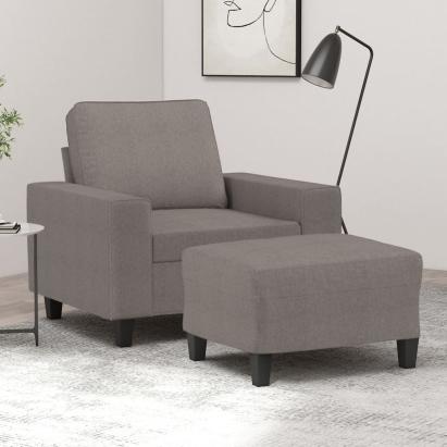 Fotoliu canapea cu taburet, taupe, 60 cm, material textil GartenMobel Dekor