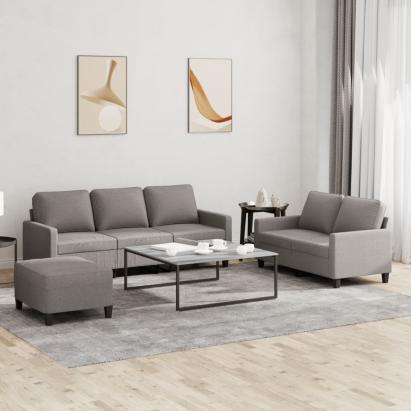 Set de canapea cu perne, 3 piese, gri taupe, material textil GartenMobel Dekor