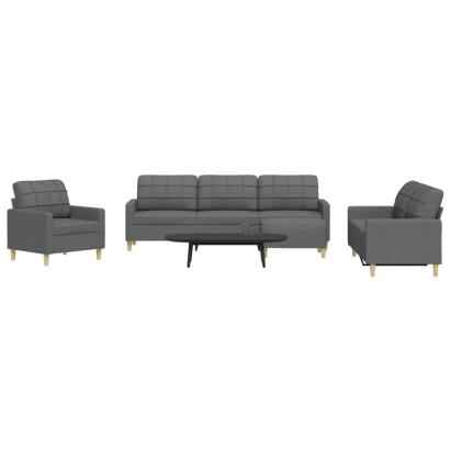 Set de canapele cu taburet, 4 piese, gri închis, textil GartenMobel Dekor
