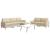 Set de canapele cu taburet, 3 piese, crem, textil GartenMobel Dekor