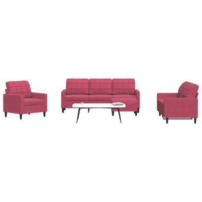 Set canapele cu perne, 4 piese, roșu vin, catifea GartenMobel Dekor