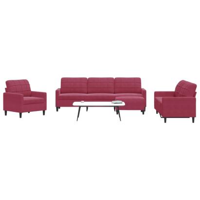 Set canapele cu perne, 4 piese, roșu vin, catifea GartenMobel Dekor