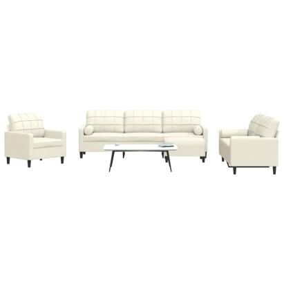 Set de canapele cu perne/rulouri, 4 piese, crem, catifea GartenMobel Dekor