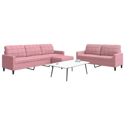 Set de canapele cu perne, 3 piese, roz, catifea GartenMobel Dekor