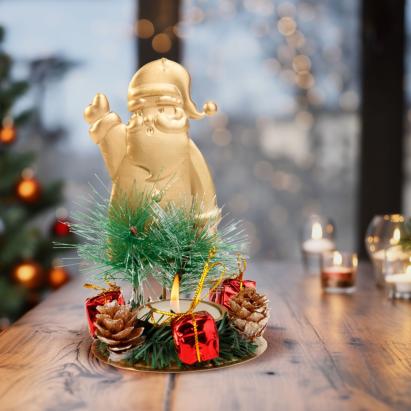 Decor de Advent - cu suport de lumănare - cupru, Moș Crăciun - 8 x 13 cm Best CarHome