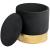 Taburet, rotund, cu spatiu depozitare, catifea, negru, max 80 kg, 39x40 cm, Golden, Akord GartenVIP DiyLine