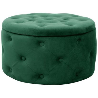Taburet, rotund, cu spatiu depozitare, catifea, verde, max 80 kg, 55x30 cm, Alia, Akord GartenVIP DiyLine