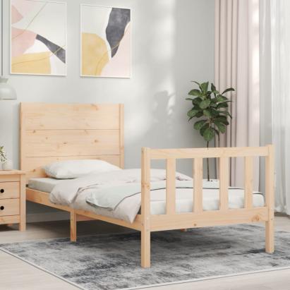 Cadru de pat cu tăblie single, lemn masiv GartenMobel Dekor