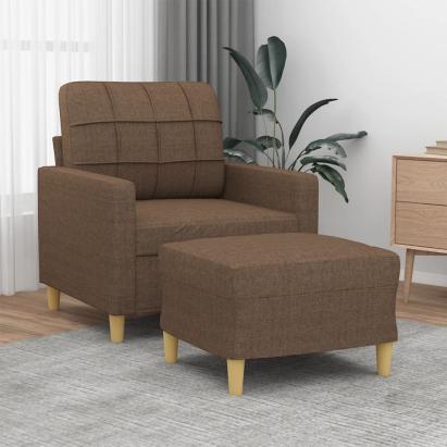Fotoliu canapea cu taburet, maro, 60 cm, material textil GartenMobel Dekor