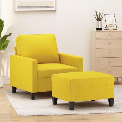 Fotoliu canapea cu taburet, galben deschis, 60 cm, textil GartenMobel Dekor
