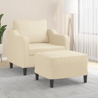 Fotoliu canapea cu taburet, crem, 60 cm, material textil GartenMobel Dekor