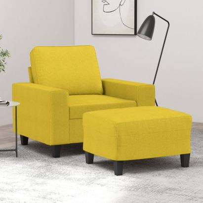 Fotoliu canapea cu taburet, galben deschis, 60 cm, textil GartenMobel Dekor