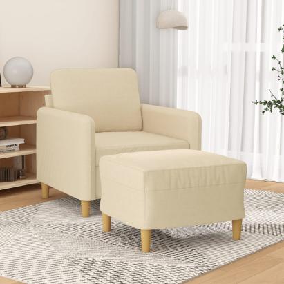 Fotoliu canapea cu taburet, crem, 60 cm, material textil GartenMobel Dekor