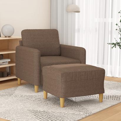 Fotoliu canapea cu taburet, maro, 60 cm, material textil GartenMobel Dekor