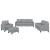 Set de canapele cu perne, 4 piese, gri deschis, textil GartenMobel Dekor