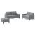 Set de canapele cu perne, 3 piese, gri deschis, textil GartenMobel Dekor
