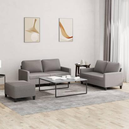 Set de canapea cu perne, 3 piese, gri taupe, material textil GartenMobel Dekor