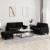 Set de canapele cu perne, 3 piese, negru, catifea GartenMobel Dekor